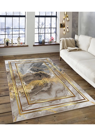 Dijidekor Işıltı Koleksiyonu Model202 Süngerli Dijital Baskılı Saçaksız Mutfak Halısı Yolluk