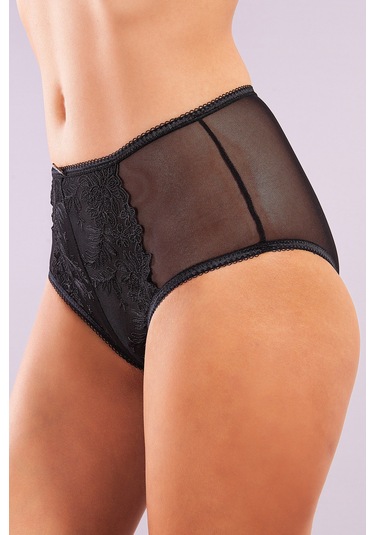 Golshan Gaspara Control Slip, Kadın Güpürlü Tül Siyah Renk Yüksek Bel Külot Çok Renkli