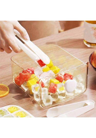 Dream011 Beyaz 1 Adet Buzdolabı Dondurucu Çift Katmanlı Buz Yapıcı 48 Buz Küpü Kapasiteli Buz Kutusu