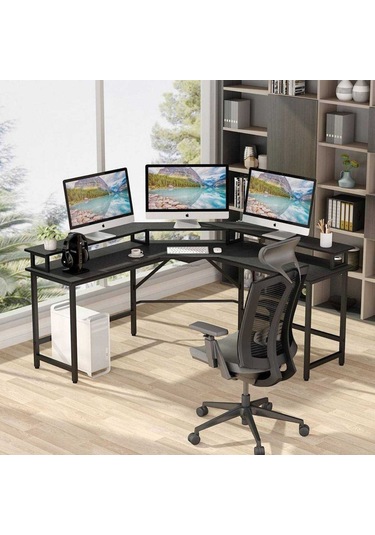 Zizuva Tasarım L Model Bilgisayar Ve Çalışma Masası Siyah