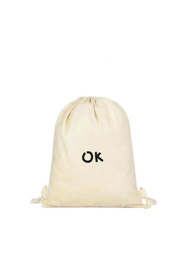 Ok Baskılı Büzgülü Sırt Çantası - Krem