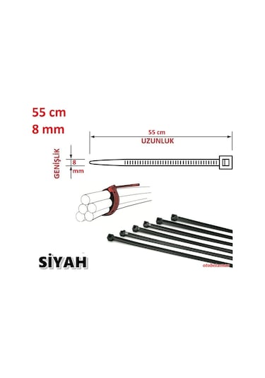 55Cm X 8Mm Plastik Kelepçe Tutuklama-Polis-Jandarma Kelepçesi