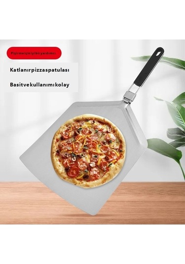 Katlanır Paslanmaz Çelik Pizza Ve Kek Spatulası Gümüş - Siyah Gümüş - Siyah