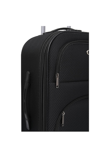 Oleets 8 Tekerli Su Geçirmez Kumaş Orta Boy Valiz Siyah