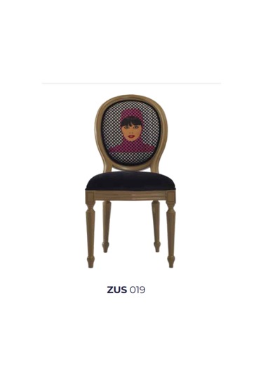 Bengimobilya Sandalye Zus019 Hasır Madalyon Model Resimli Baby Face Siyah Kuma