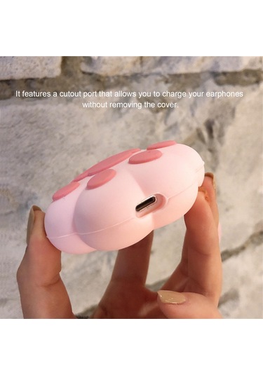 Kosona Beyaz Kedi Pencesi Silikon Korumalı Kılıf - Airpods Pro Tws Kulaklık İçin 3d Tasarımli Koruyucu Kapak Beyaz