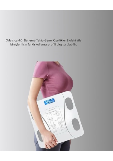 Bluetooth Akıllı Tartı - 8 Fonksiyonlu Dijital Baskül, 180 Kg Kapasiteli