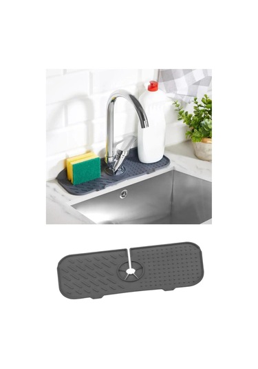 Toptanfoni Gri Su Tutucu Musluk Matı Mutfak Banyo Için Koruyucu Musluk Lavabo Bulaşık Süngeri Matı Siyah