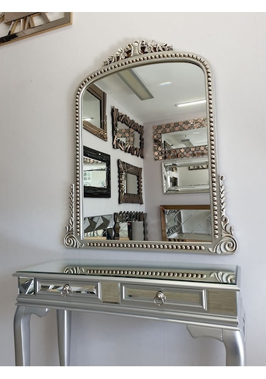 Ayna Denizi Lady Silver Model Gümüş Renk Dekoratif Ayna Gümüş