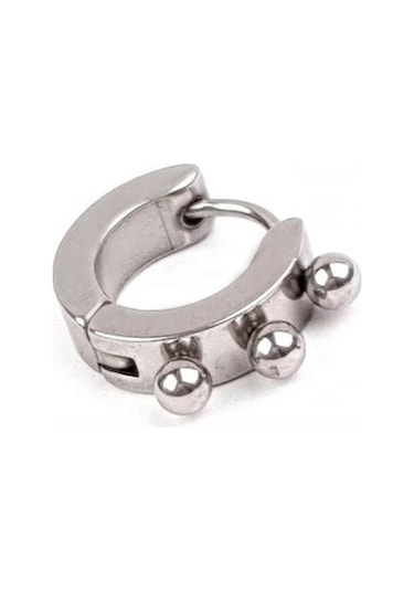 316L Anti Alerjik Cerrahi Celik Tek Halka Küpe 1 CM 4 MM Beyaz