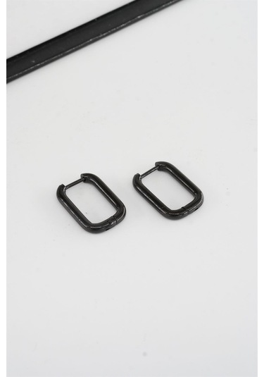 Kadın 316 L Paslanmaz Çelik 1.8 Cm Dikdörtgen Model Küpe - Siyah