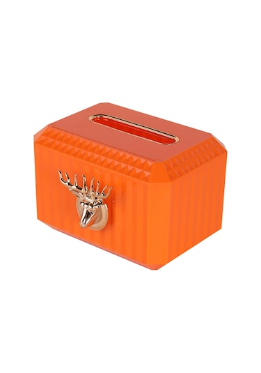 Suntek Tezgah Turuncu Peçete Kağıt Tutucu Geyik Kafası Heykel