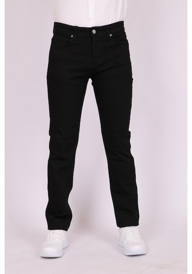 Erkek Siyah Slim Fit Dar Kesim Pamuk Denim Esnek Jean Kot Pantolon