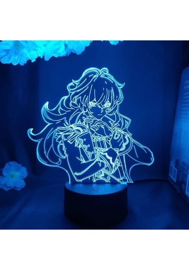 Szypzstore Genshin Darbe Diluc Oyun Figürü Cosplay Dekor Hayranları Koleksiyonu 3d Led Gece Lambası Neon Aydınlatma Dekoratif Oyun Lambası Odası Dekoru 7ye3hj Renkli