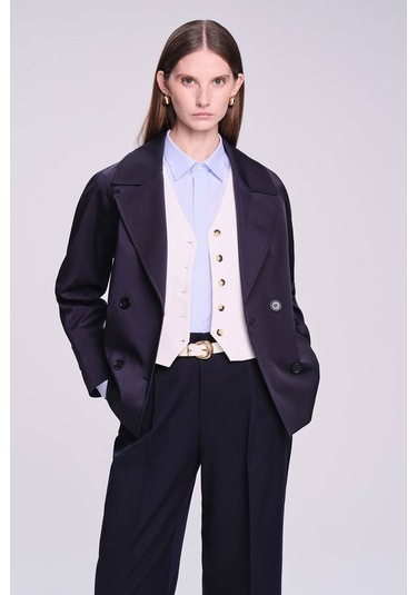 Saykı Woman Lacivert Slim Fit Düz Mono Yaka Pamuklu Trençkot Kahverengi