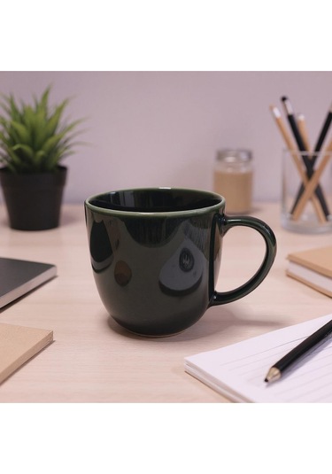 Vintage Seramik Kahve Kupası Koyu Yeşil