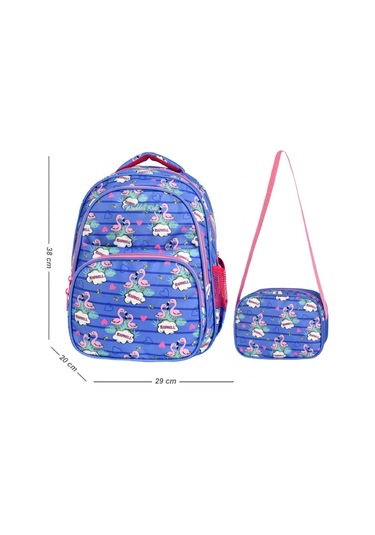 Waddell Mavi Flamingo Okul Çantası ve Beslenme Çantası Seti - Kız