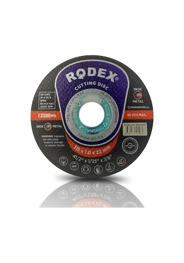 Rodex Inox Metal Kesici Taş Disk 115x1x22.23 Mm Adet Seçin 1 Adet