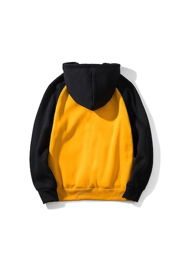 Guitar Skull Sarı Reglan Kol Kapşonlu Unisex Sweatshirt Sarı