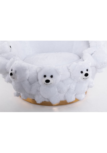 Most Teddy Kids Beyaz Ayıcıklı Peluş Kumaş Döner Berjer Evinize Beyaz