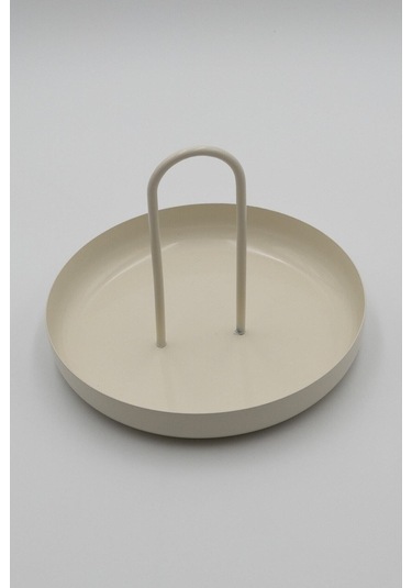 Kremrengi Metal Dekoratif Tabak & Kase, Anahtarlık, Makyaj Organizeri, Banyo Düzenleyici, Çerezlik Krem