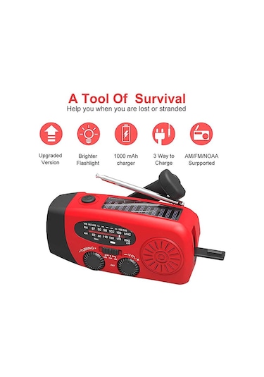 Acil Güneş Kendisi Güçlü Am/fm/ Radyo, Flashlight, Cep Telefonları Charger: Smartphones Ve Usb Cihazları