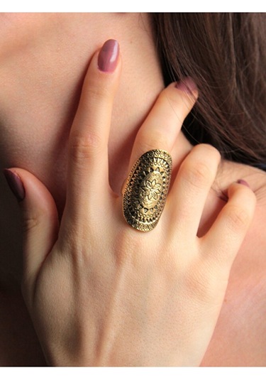 Trend Etnik Desenli Antik Eskitme Ayarlanabilir Yüzük Euy1243