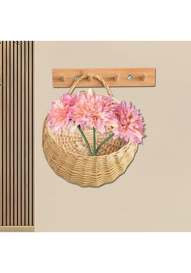 Pazly Tutucu Suntek Sepet Ev Ekici Duvar Dekor Çap-20cm Bitkiler Asılı Js Bej