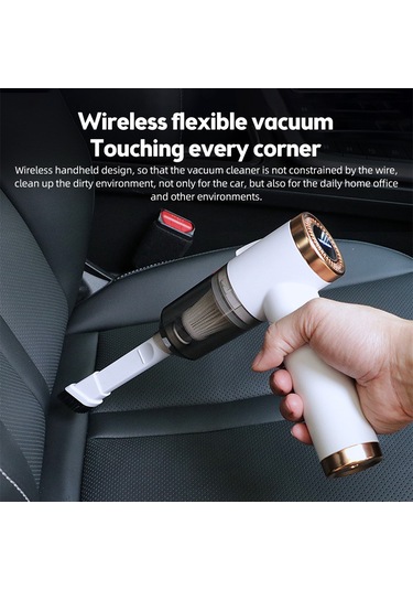 Geeroyoo Q8 El Tipi Süpürge 9000pa Güçlü Emme 120w 90 Katlanabilir Led Işıklı Kablosuz Araç/ev İkili Kullanım 4000mah Pil 120ml Kabin Beyaz