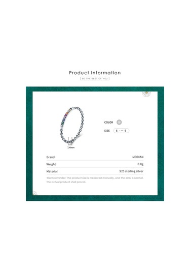 Modian 925 Ayar Gümüş Renkli Gökkuşağı Şanslı Vintage Zirkon Parmak Yüzük Kadınlar Için Köpüklü Cz Takı Hediye Bijoux 9 Gümüş