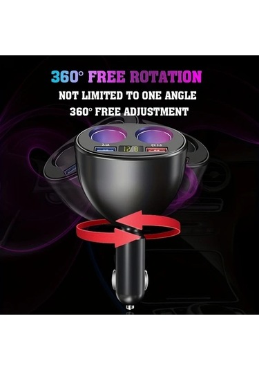 Trendooze 360 Derece Dönebilir 2usb Gaojunshop01 Çoklu Şarj Cihazı Telefon Ve Araç İçin