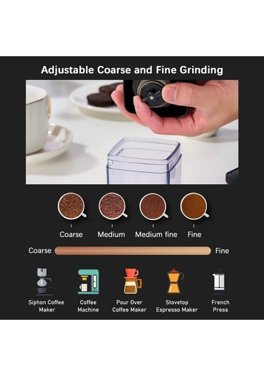 Padalink Usb Şarjlı Mini Kahve Değirmeni - Ayarlanabilir Ebatlı, Hızlı Öğütme, Dahili Pil, Taşınabilir Yeşil Yeşil