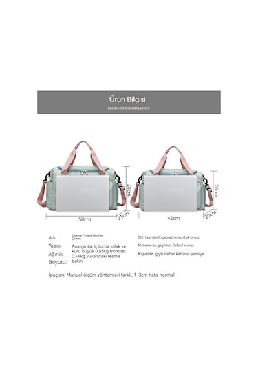 Kısa Yolculuk Erkekler Ve Kadınlar İçin Büyük Kapasiteli Islak Ve Kuru Spor Spor Çantası Yeşil Toz Trompet Yeşil