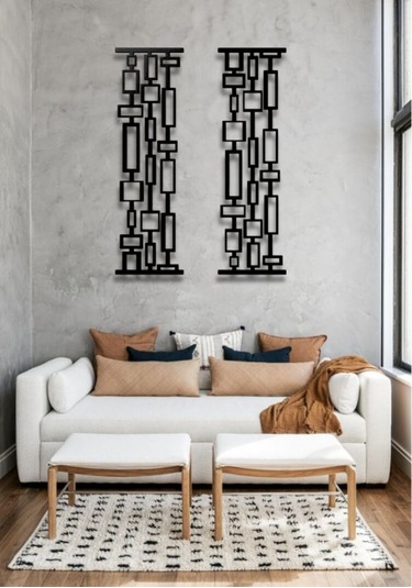 Geometrik 2 Li Metal Duvar Dekoru Seti 24x70