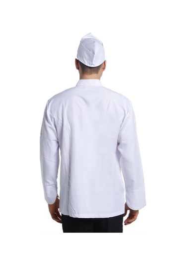 Aşçı Ceketi Beyaz Uzun Kol Altın Biyeli T Model