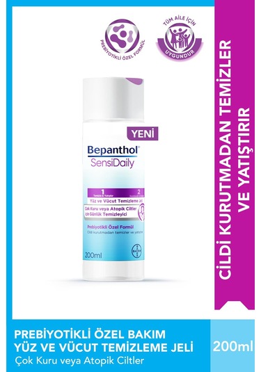 Bepanthol Sensidaily Yüz Ve Vücut Temizleme Jeli 200ml - Sensiwash Çok Kuru Atopik Ciltler, Günlük Vücut Bakım
