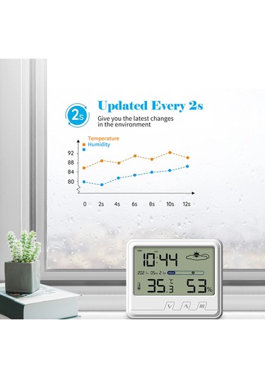 Xiyyadms Beyaz Usb Şarjlı Ev İçi Dijital Sicaklık Nem Ölçer - Lcd Ekran, Işık, Hatırlama, Takvim, Alarm, Duvar/tablo Tipi