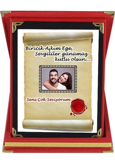 Sevgiliye Papirüs Tasarım Hediye Fotoğraflı Plaket