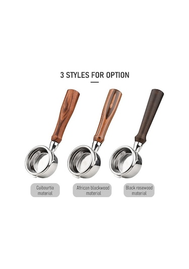 Bloomnest 58mm 3 Kulaklı Dipsiz Çıplak Portafilter Ahşap Saplı Filtre Sepeti Barsetto Ba101 Ba102 Calphalon Temp Iq Yedek