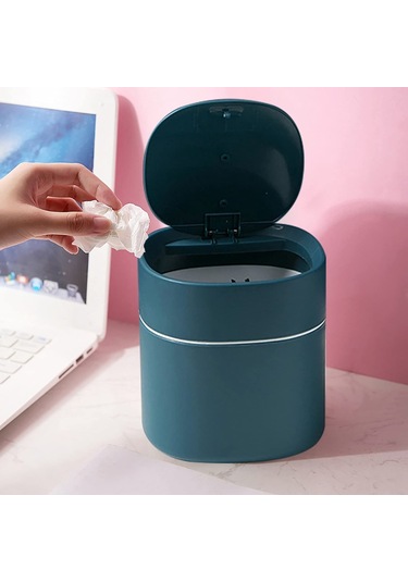Pazly--mini Çöp Kutusu Masaüstü Çöp Kutusu, Basılarak Açılan Kapaklı Küçük Masa Üstü Kutusu Ev Için Zarif Yuvarlak Köşe Kağıt Kutusu A