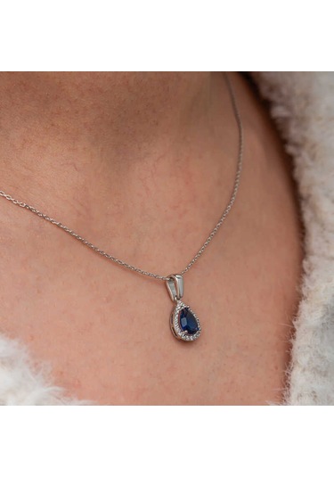 Blackcraft Gümüş Mavi Taşlı Damla Kadın Kolye Bc-6a0a4b