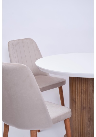 Bohem Milano Yuvarlak Lak Panel Mutfak Masa Takımı 100cm beyaz