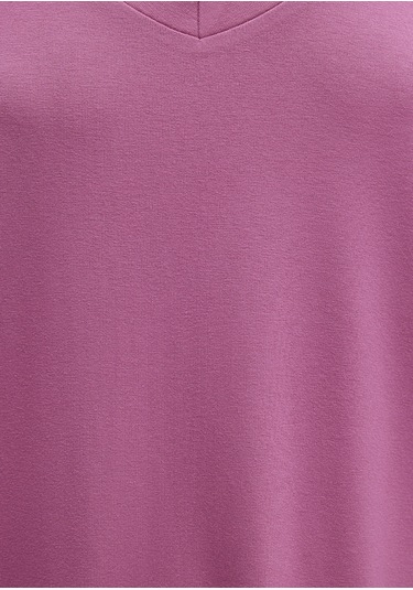 Mavi - V Yaka Pembe Basic Tişört 167714-70955 Pembe