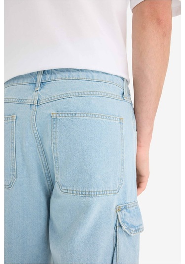 Defacto %100 Pamuk Kargo Fit Jean Bermuda Şort E1381ax25smnm39 Mavi