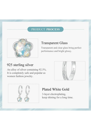 Bamoer 925 Ayar Gümüş Fantezi Buz Çiçek Hoop Küpeler Tatlı Çiçek Kulak Tokaları Kadın Kızlar İçin Parti Güzel Takı Hediye