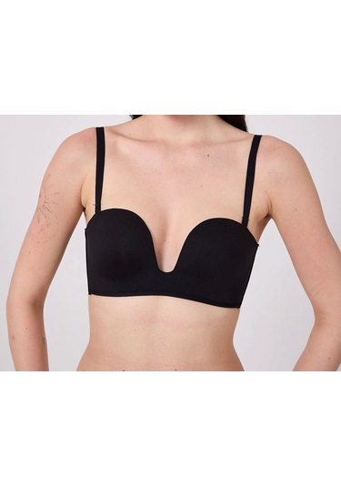 Freshness Msf05 Destekli V Dekolte Lazer Kesim Sütyen Siyah