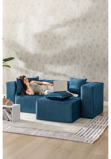 Katt Modüler Ekstra Rahat İskeletli 2 Li Koltuk 10 Renk Mavi