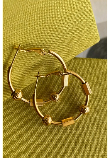 Soche Kadın Çelik Dorika Halka Küpe Altın