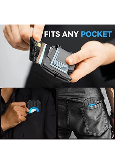 Airtag İçin Erkekler Ultra İnce Tracker Kart Tutucu Rfıd Metal Kart Tutucu Kırmızı