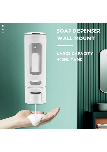 Xurunkeji 400 Ml Duvara Monte Sabunluk, Banyo Mutfak İçin Manuel El Şampuanı Duş Jeli Dağıtıcı Losyon Kabı Beyaz